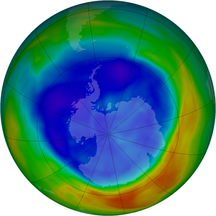 Antarctic ozone map for 01 September 2005